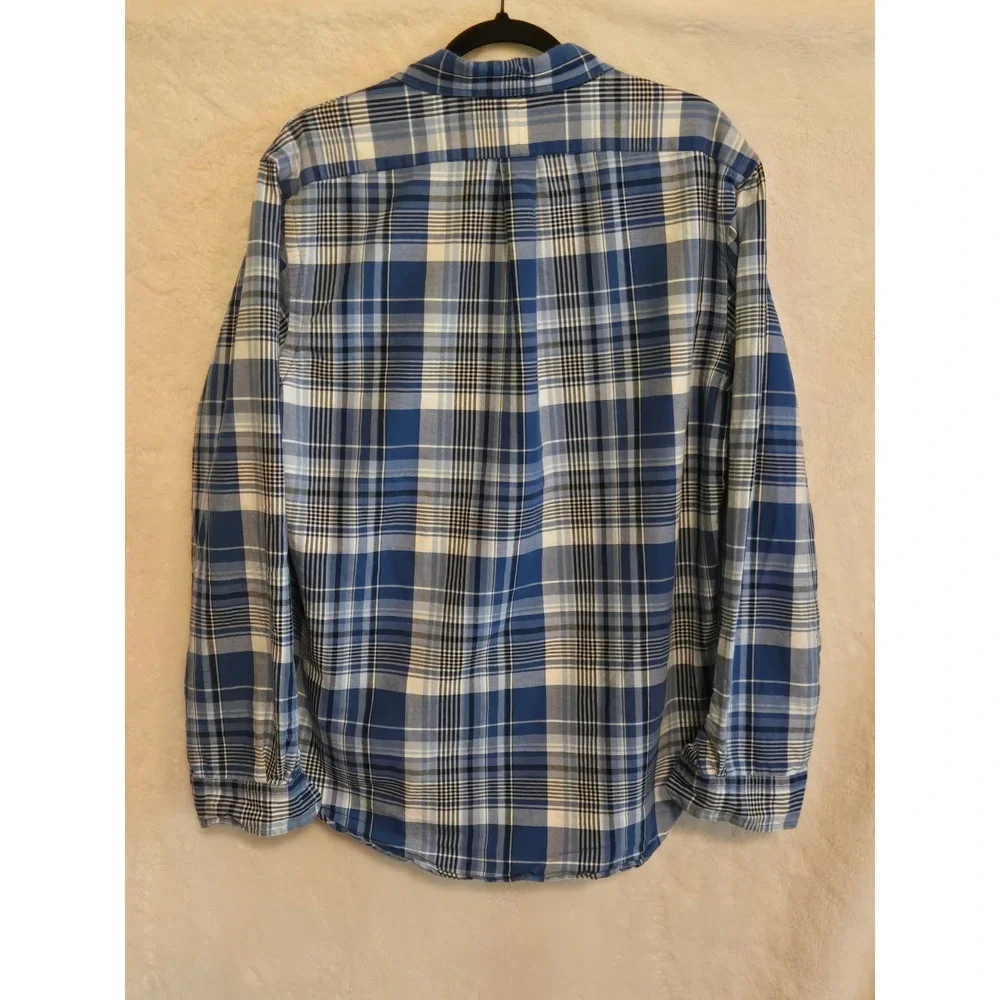 Polo Ralph Lauren Mens Large‎ Blue White Classic Fit Plaid Button Down Shirt